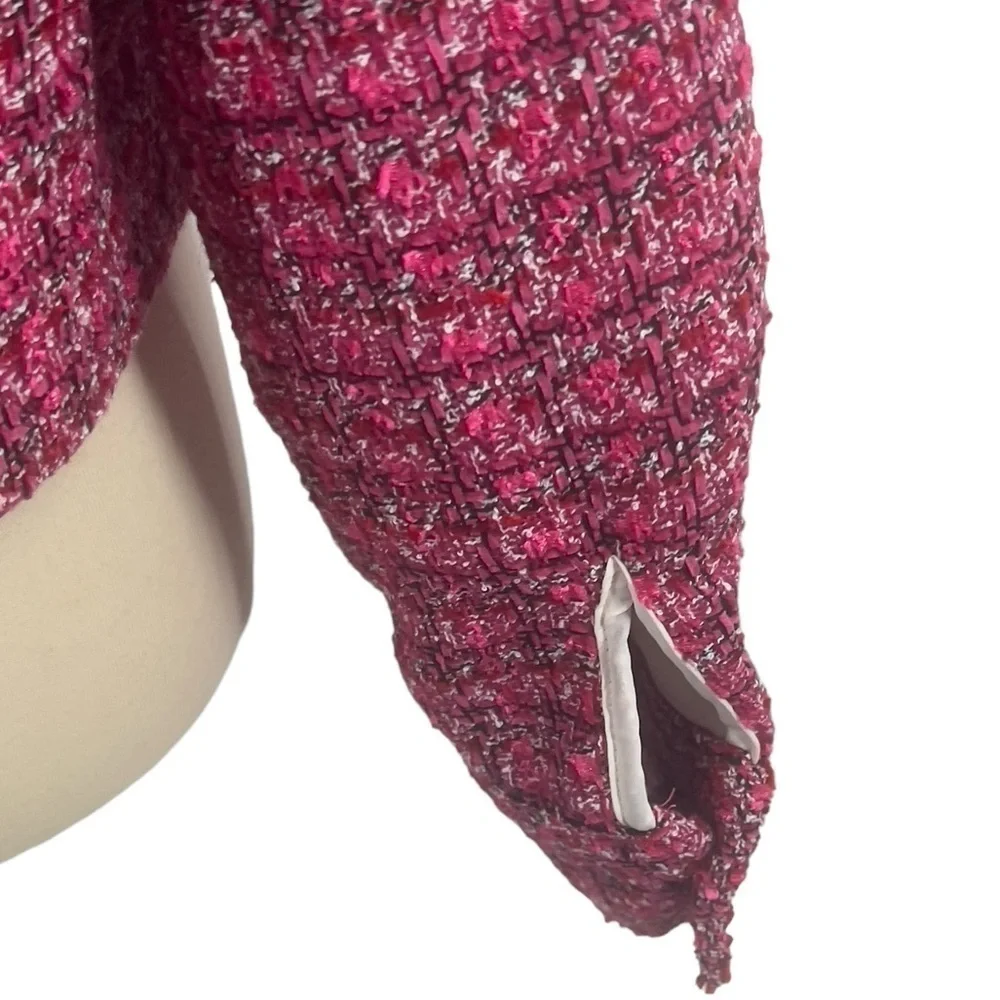 Rachel Zoe pink/black/white plaid boucle crop jacket new with tags